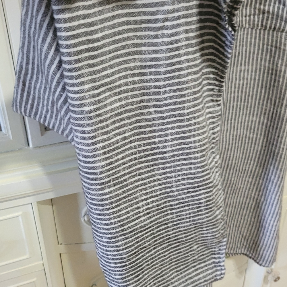 Max Studio Striped Sleeveless Pin Stripe Jumpsuit Rumper Cotton Linen Blend Sm - Picture 7 of 14